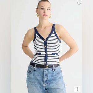 OUT OF STOCK J. Crew Vintage Rib Lady Tank in Navy and White Stripe